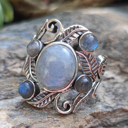 ANELLO HEMADRI in argento 925 con  pietra di luna