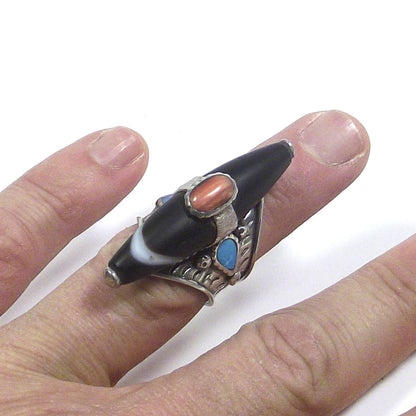 ANELLO tibetano argento 925 con DZI - DAWA