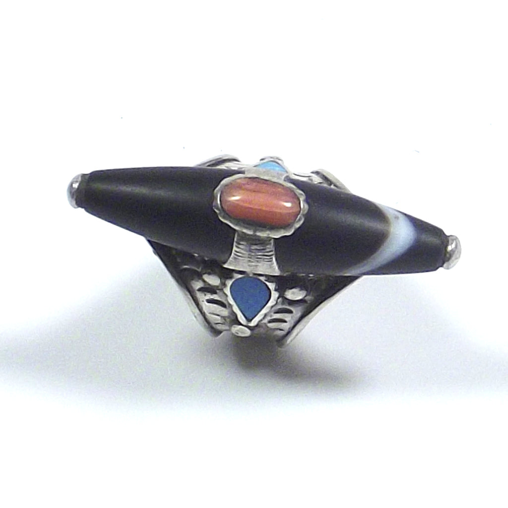 ANELLO tibetano argento 925 con DZI - DAWA