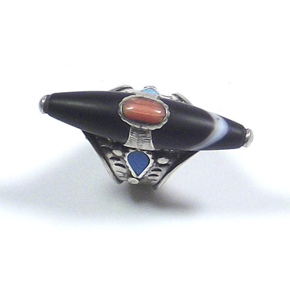 ANELLO tibetano argento 925 con DZI - DAWA