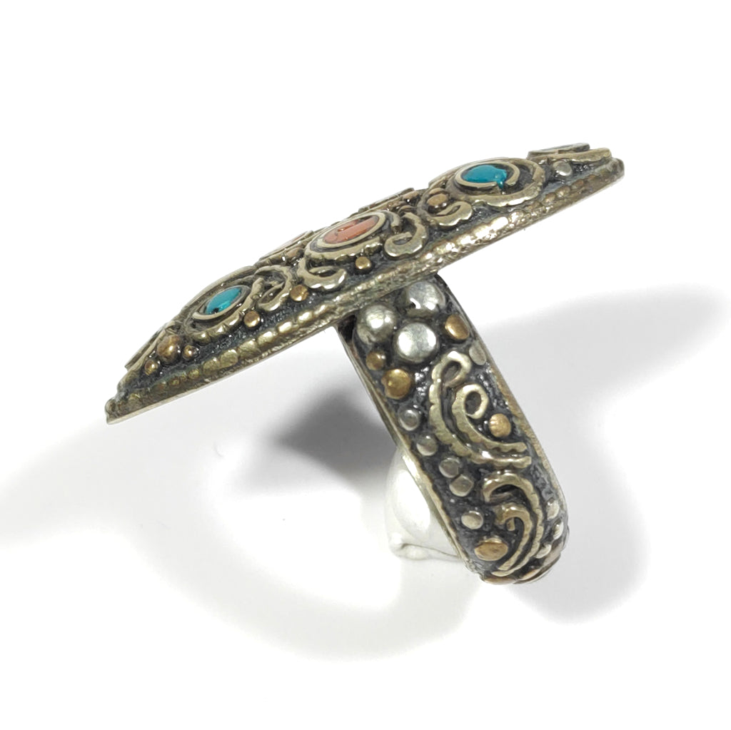 ANELLO ETNICO artigianale schegge Turchese - AAMAN