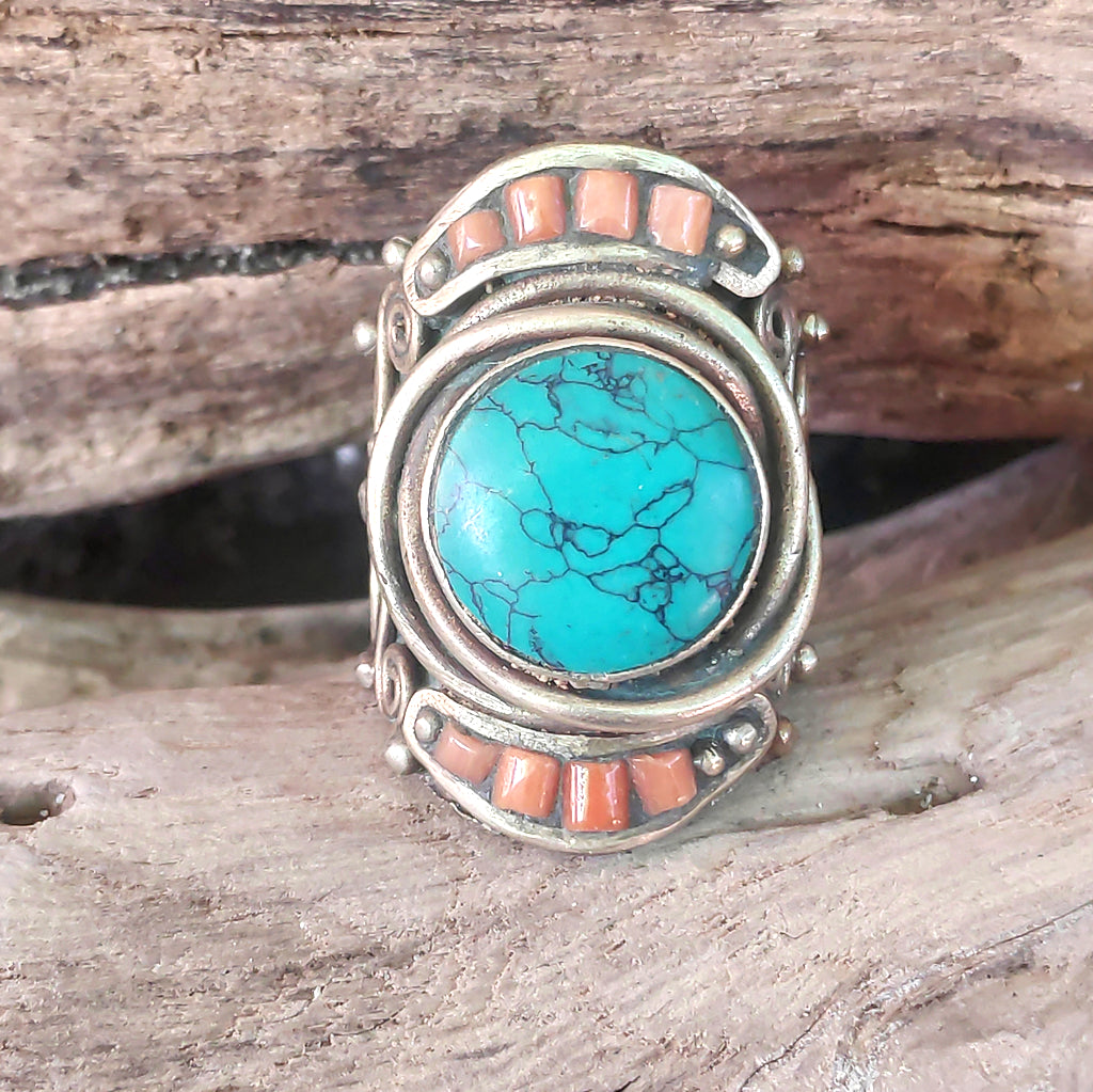 ANELLO ETNICO ANELLO artigianale Corallo bambù - SHAKEEL – immagine 6