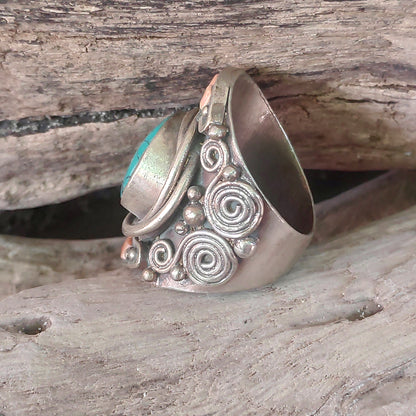 ANELLO ETNICO artigianale Corallo bambù - SHAKEEL - fascia lavorata