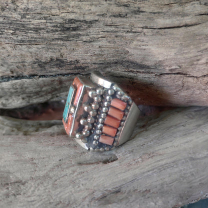 ANELLO ETNICO artigianale Corallo bambù - ANSHU