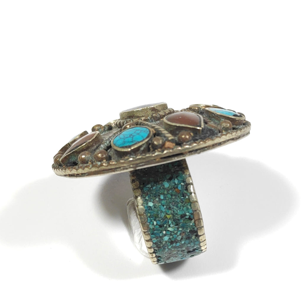 ANELLO ETNICO ANELLO artigianale - turchese e corallo