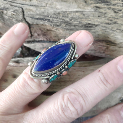 ANELLO ETNICO artigianale Lapislazzuli - NAGARHOLE