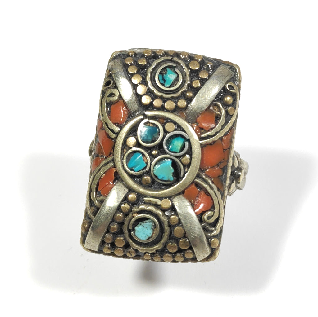 ANELLO ETNICO artigianale schegge Turchese - AAMAN