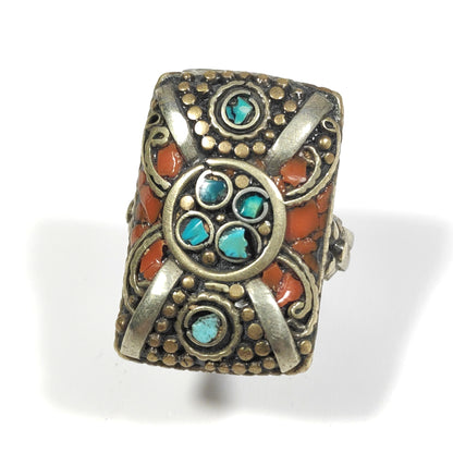ANELLO ETNICO artigianale schegge Turchese - AAMAN