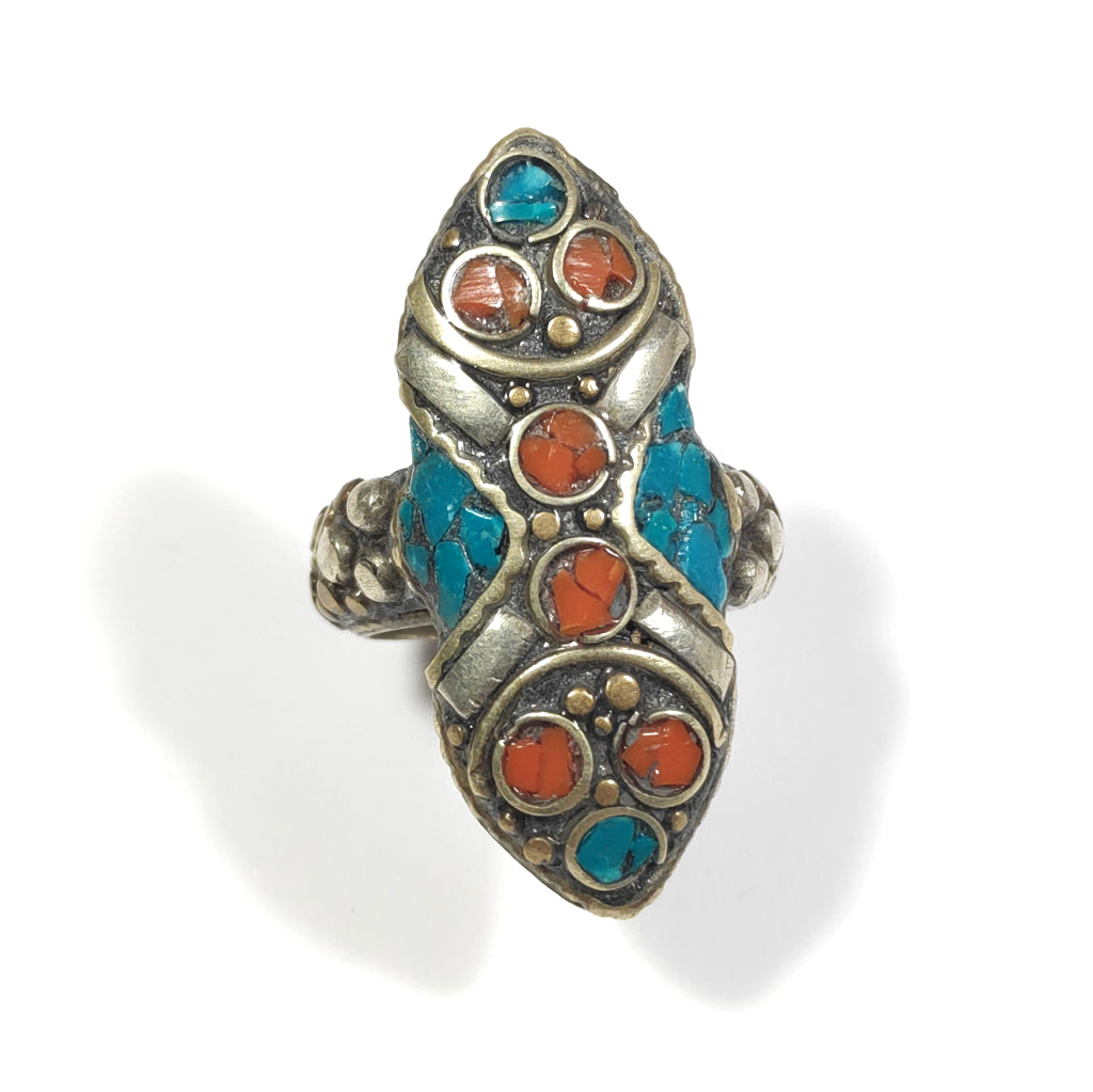 ANELLO ETNICO artigianale schegge Turchese - AAMAN