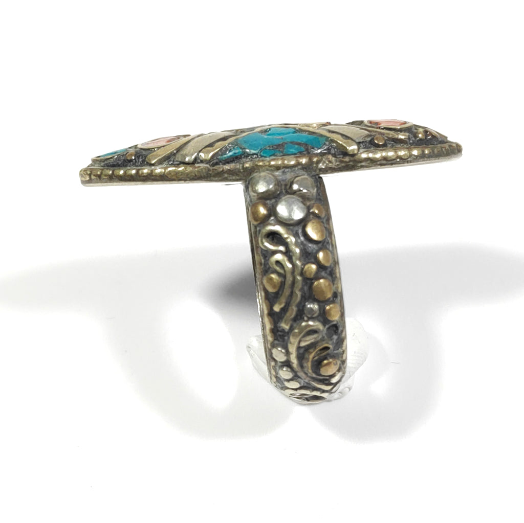 ANELLO ETNICO artigianale schegge Turchese - AAMAN