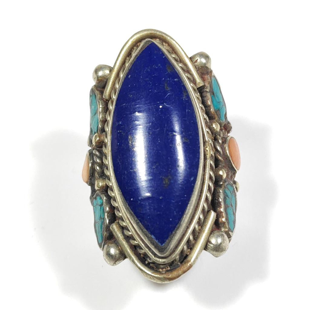 anello etnico tibet Lapislazzuli turchese