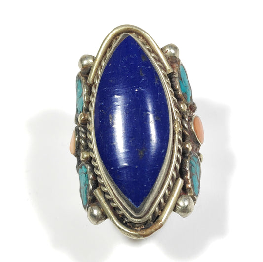 anello etnico tibet Lapislazzuli turchese