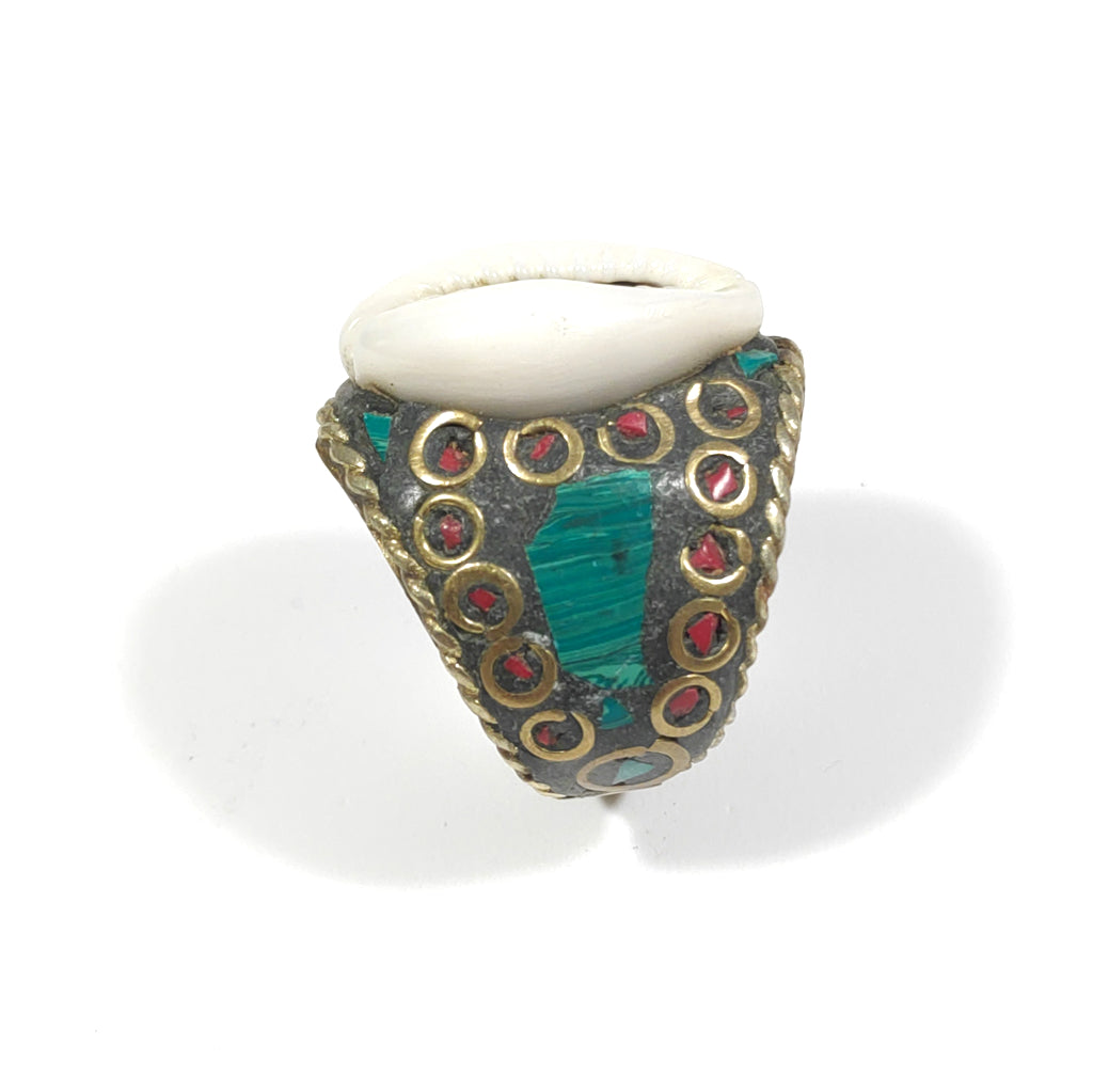 ANELLO ETNICO ANELLO artigianale Corallo bambù – immagine 4