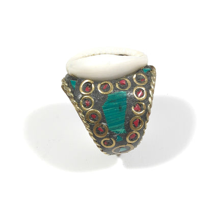 ANELLO ETNICO ANELLO artigianale Corallo bambù – immagine 4