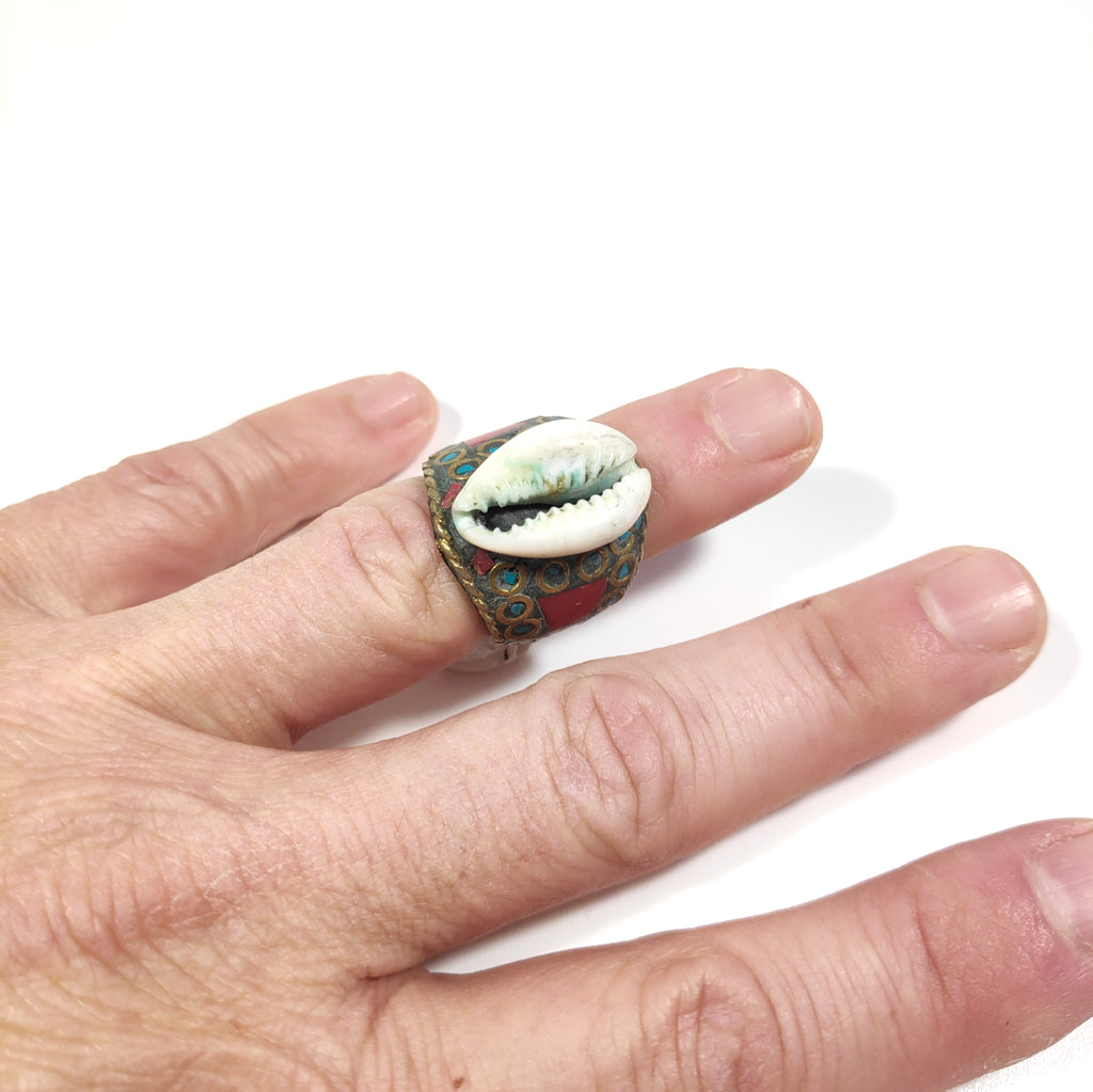 ANELLO ETNICO ANELLO artigianale Corallo - fascia alta