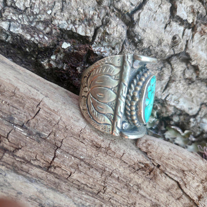 ANELLO ETNICO artigianale schegge Turchese - NARJAN – vista laterale