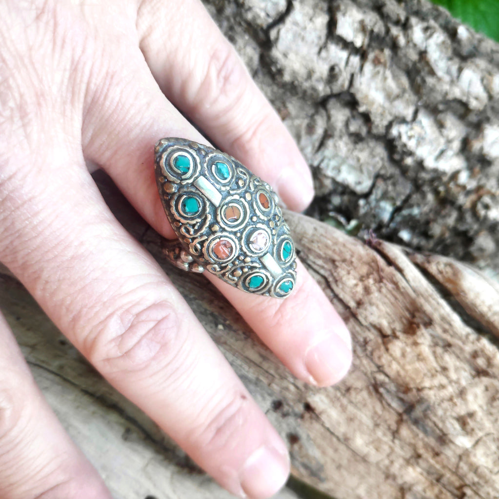 ANELLO ETNICO artigianale schegge Turchese - AAMAN