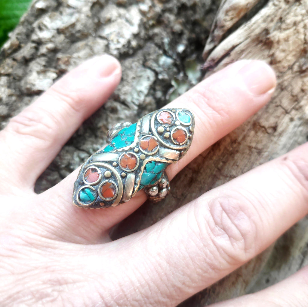 ANELLO ETNICO artigianale schegge Turchese - AAMAN