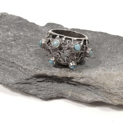 Anello con pietra in argento 925 con TURCHESE | GIOIELLI IN ARGENTO | fiore