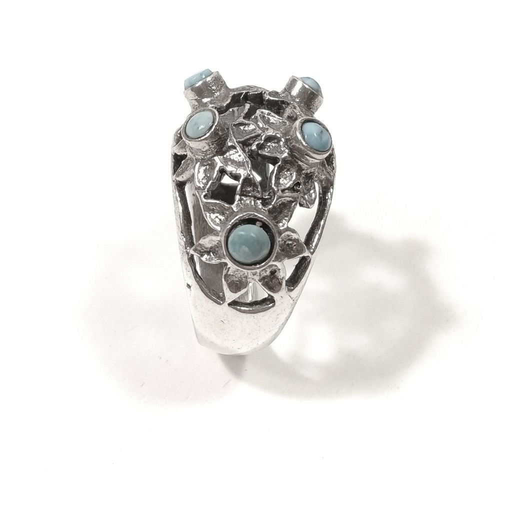 Anello con pietra in argento 925 con TURCHESE | GIOIELLI IN ARGENTO | fiore