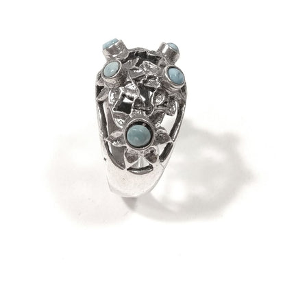 Anello con pietra in argento 925 con TURCHESE | GIOIELLI IN ARGENTO | fiore