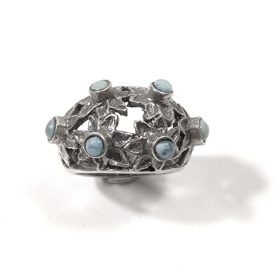 Anello con pietra in argento 925 con TURCHESE | GIOIELLI IN ARGENTO | fiore