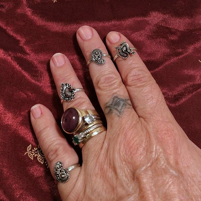 ANELLO PAVONE etnico MERADIL regolabile d'argento 925 – immagine2