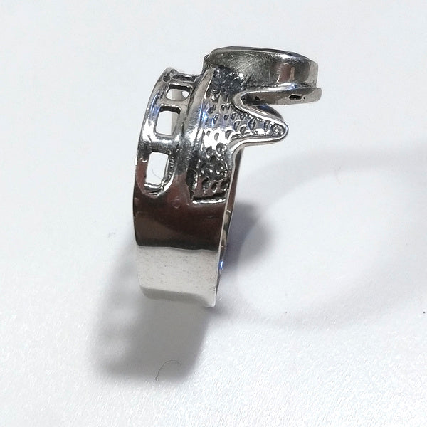 Anello a fascia con pietra in argento 925 - OHAS