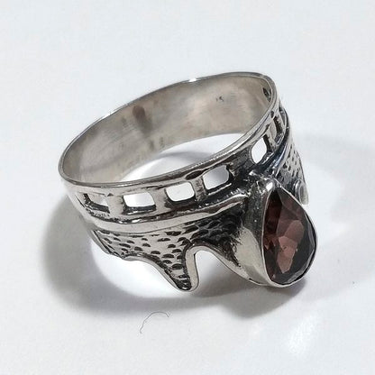 Anello a fascia con pietra in argento 925 - OHAS