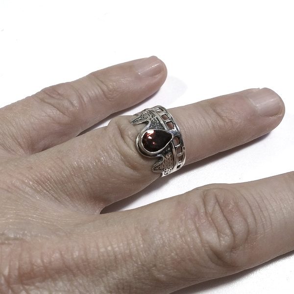 Anello a fascia con pietra in argento 925 - OHAS