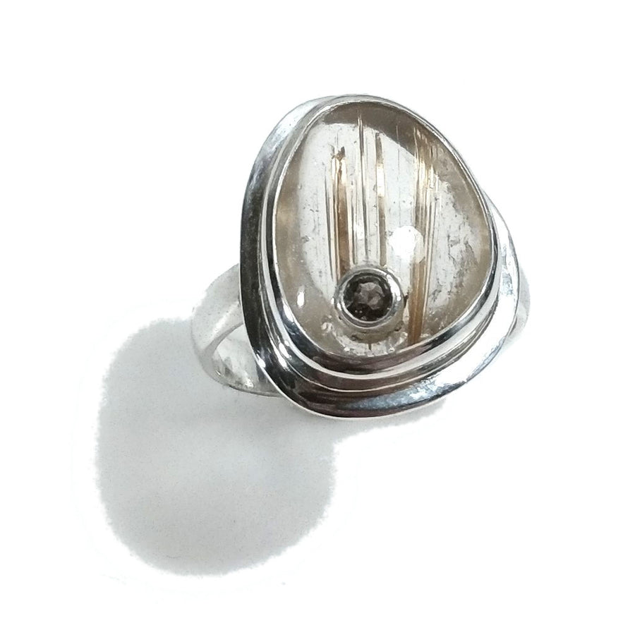 ANELLO artigianale in argento 925 con Quarzo rutilato | Gioielli contemporanei