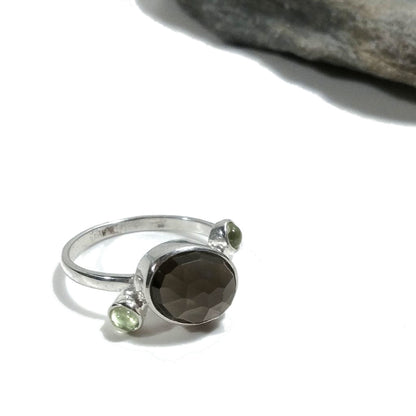 ANELLO artigianale in argento 925 con pietra - LUCY