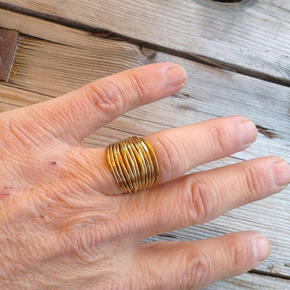 Anello fascia ARI in ottone ANELLO artigianale con pietra | ANELLI artigianali