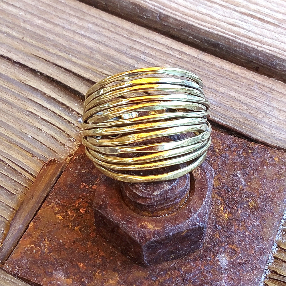 Anello fascia ARI in ottone ANELLO artigianale con pietra | ANELLI artigianali