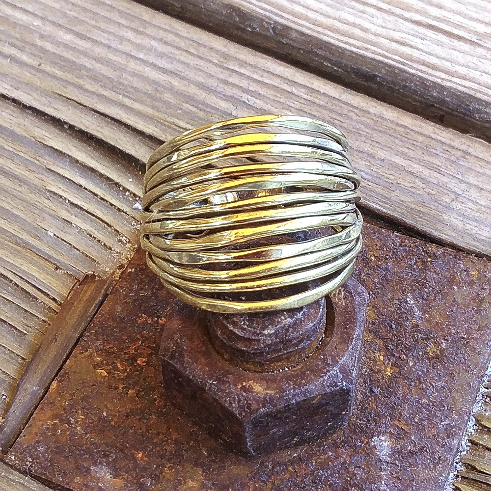 Anello fascia ARI in ottone ANELLO artigianale con pietra | ANELLI artigianali