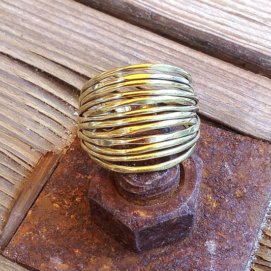Anello fascia ARI in ottone ANELLO artigianale con pietra | ANELLI artigianali