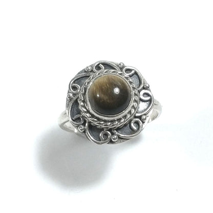 Anello con pietra in argento 925 con Granato, Ametista – Vista alto