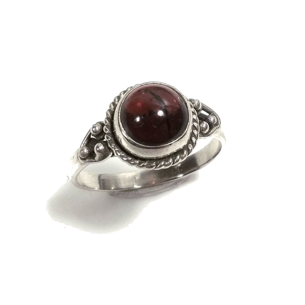 ANELLO artigianale in argento 925 con Granato, Pietra di luna | GIOIELLI CON PIETRE