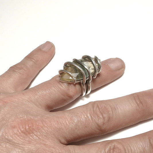 ANELLO artigianale in argento 925 con Flourite | GIOIELLI IN ARGENTO