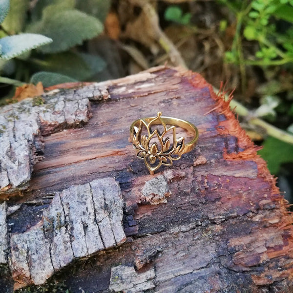 ANELLO GARATI in ottone color oro ANELLO artigianale ottone | Fiore di loto