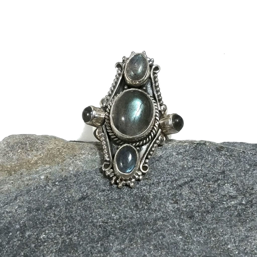 Anello con pietra in argento 925 - Labradorite