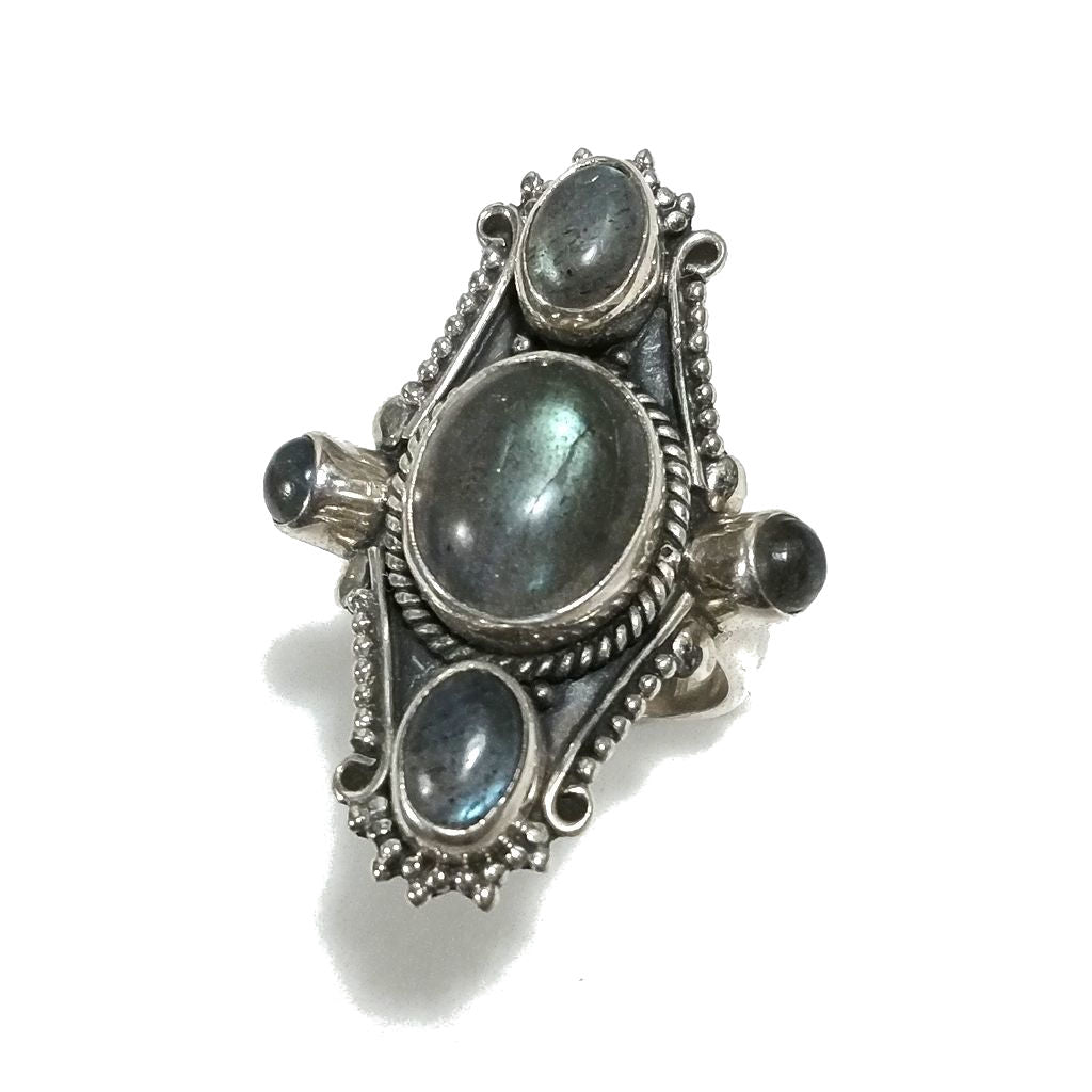 Anello con pietra in argento 925 - Labradorite