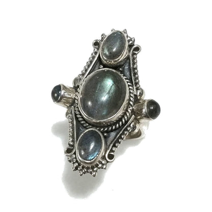 Anello con pietra in argento 925 - Labradorite