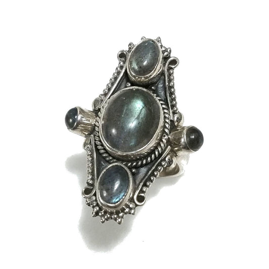 Anello con pietra in argento 925 - Labradorite