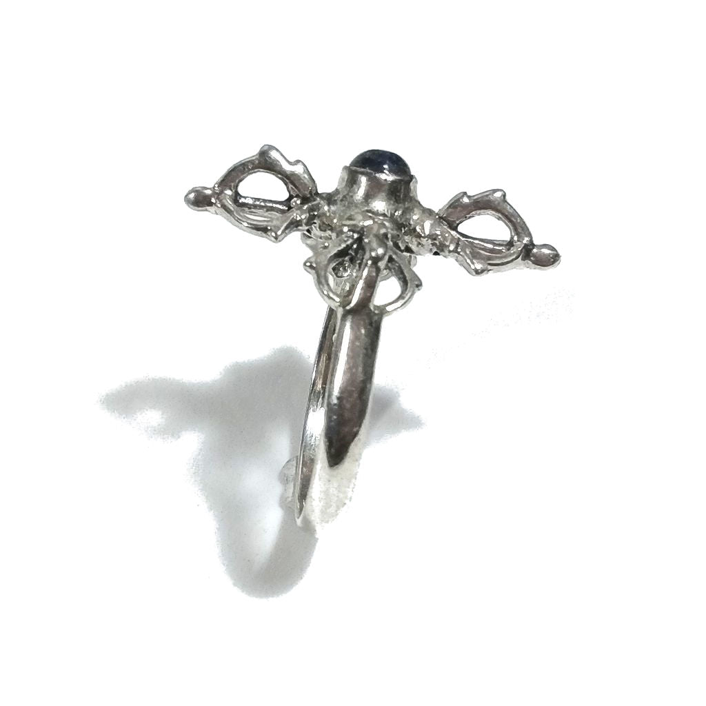 Anello con pietra in argento 925 con Dorje - Vajra | GIOIELLI IN ARGENTO