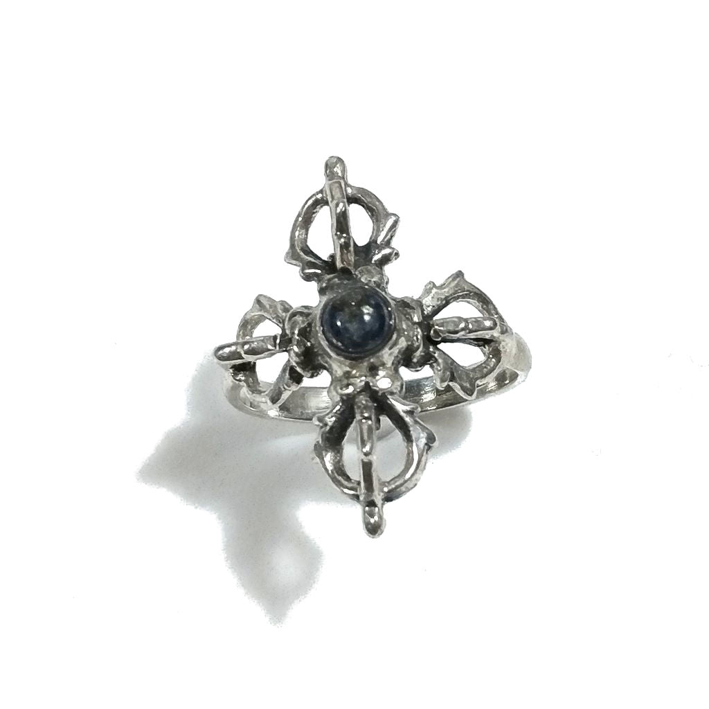 Anello con pietra in argento 925 con Dorje - Vajra | GIOIELLI IN ARGENTO