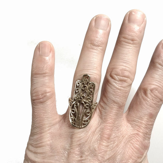 ANELLO artigianale in ottone | Mano di Fatima | Gioielli in ottone