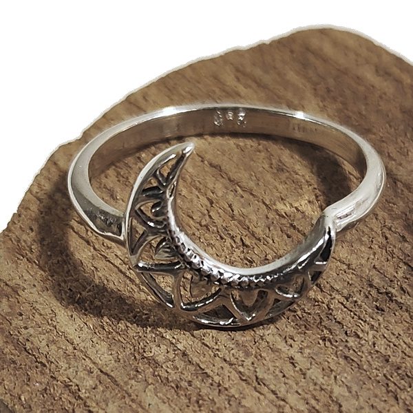 ANELLO MEZZALUNA ETNICO in argento 925 anello artigianale | Mezza luna