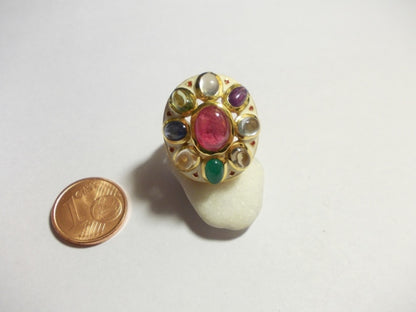 Anello NAVRATAN argento dorato e smaltato – multipietra