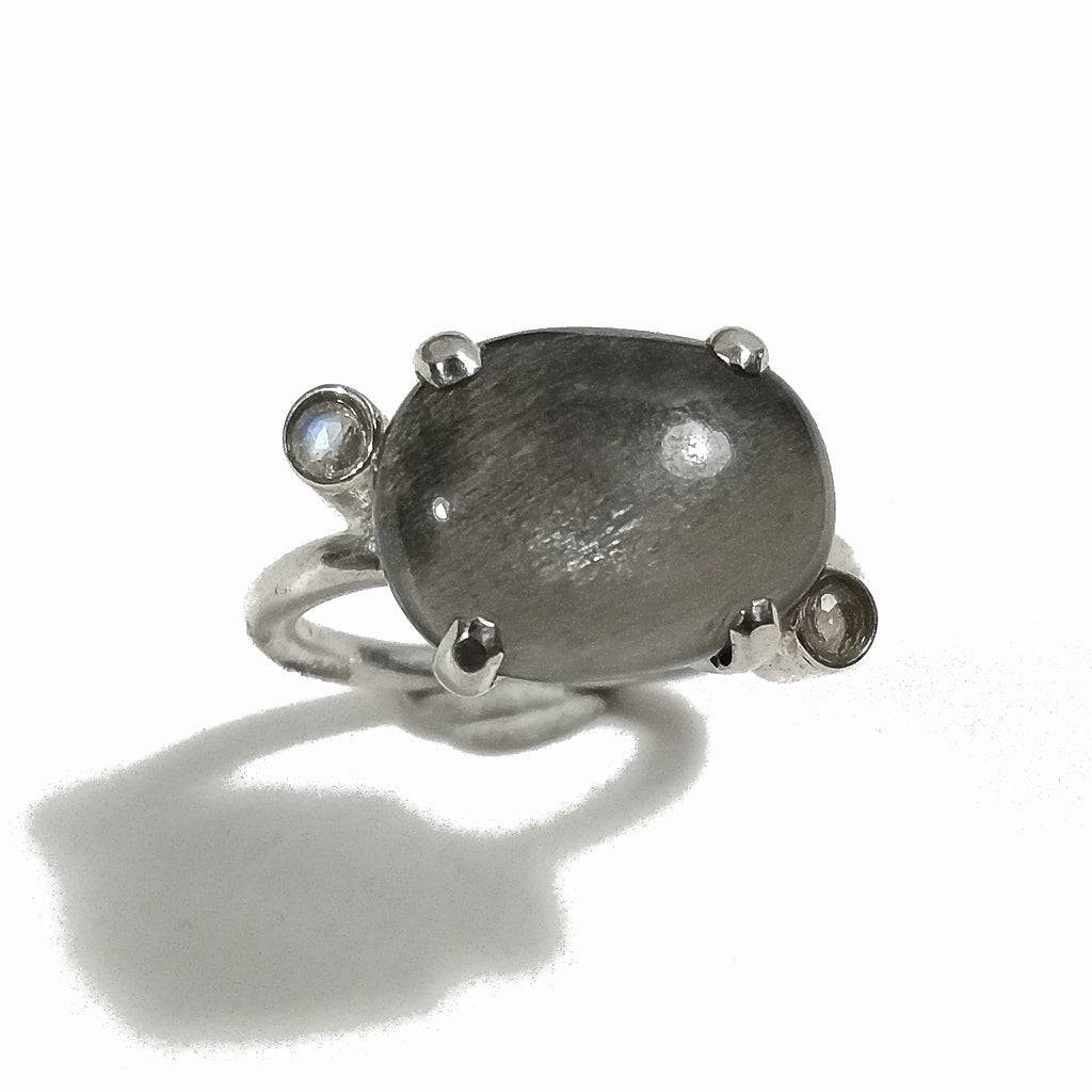ANELLO artigianale in argento 925 con OCCHIO DI FALCO – immagine5